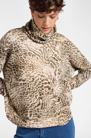 Always Myself pleten pulover s leopard uzorkom i uklonjivim ovratnikom