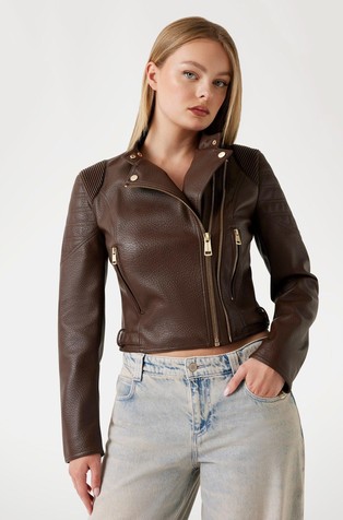 Faux leather biker jacket