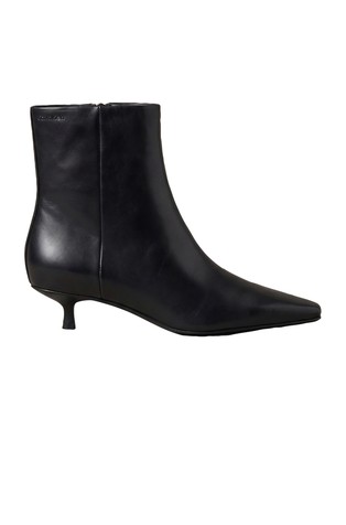 Leather Kitten Heel Ankle Boots