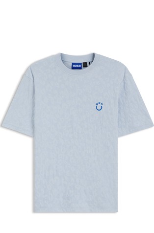 Cotton-towelling T-shirt with leopard jacquard