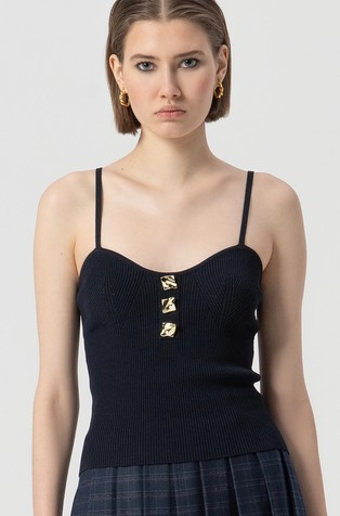 Viscose-blend knit strap top