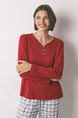 Pamučni gornji dio pidžame dugih rukava