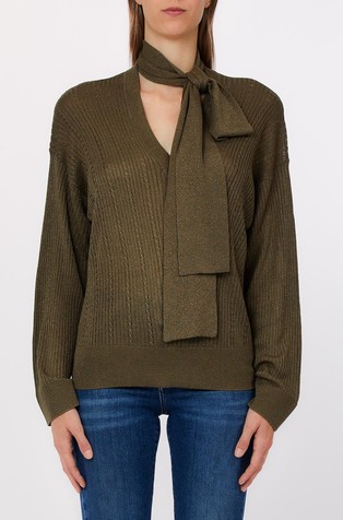 Rib-knit sweater with lurex® and matching scarf