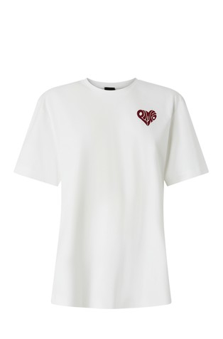 T-shirt with large rhinestoned slogan on back