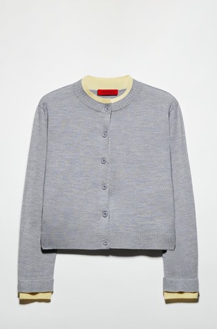 Vuneni kardigan s kontrastnim obrubima