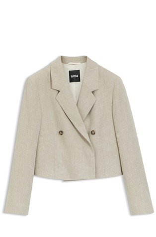Oversized fit cropped sako od mješavine lana