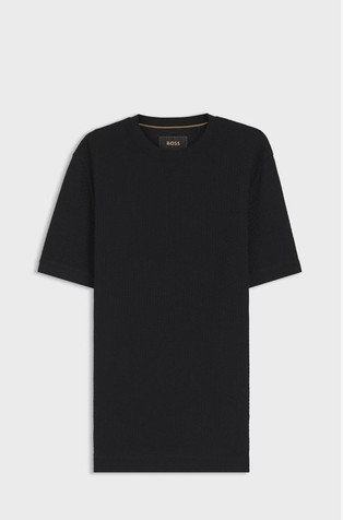Mercerised-cotton T-shirt with basket weave