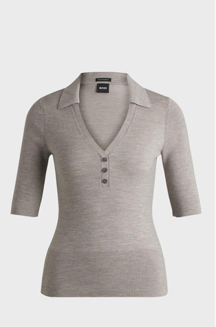 Pletena polo majica kratkih rukava od mješavine vune