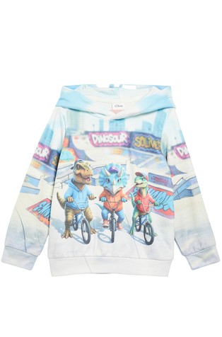 Pulover s kapuljačom i printom dinosaura