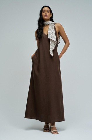 Long dress with scarf-straps