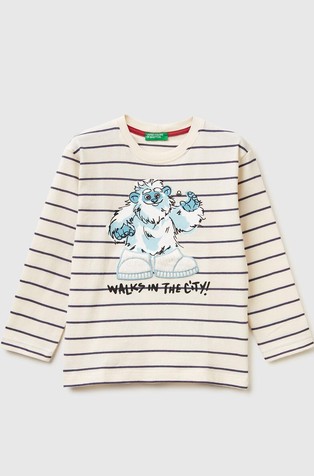 Prugasta pamučna majica s otiskom