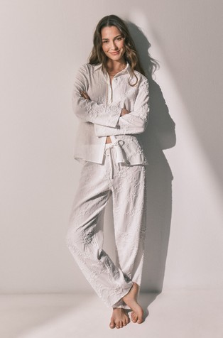 Pidžama dugih rukava sa žakard uzorkom