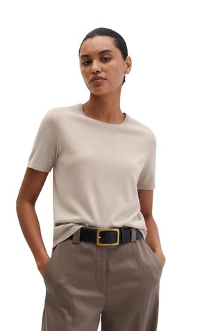 Short-sleeved knit tee in wool-blend