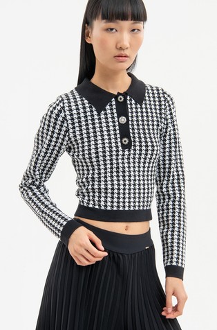 Pleten pulover s pepita uzorkom