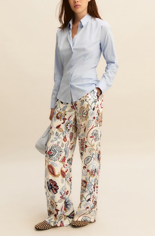 Patterned wide fit trousers