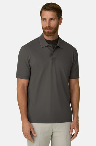 Polo in Stretch Cotton Blend Piqué Cool Jade-Fresh