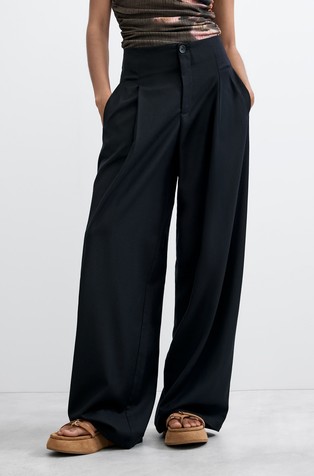 High waist pleated trousers