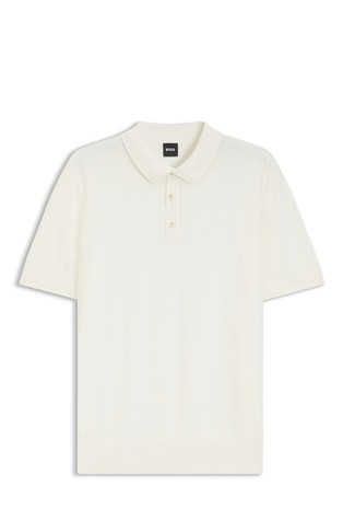 Short-sleeved polo in structured fabric
