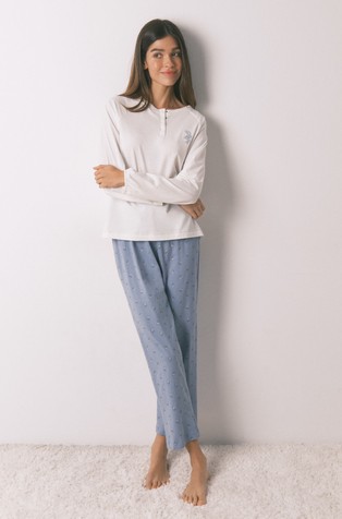 Pamučna pidžama dugih rukava