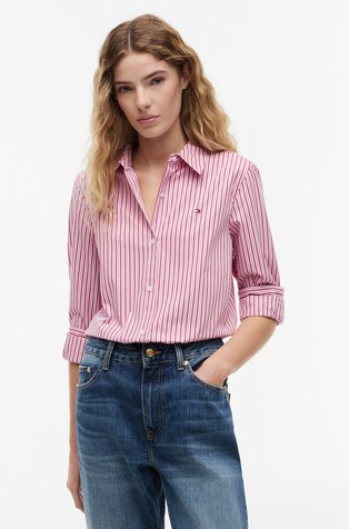 Regular fit striped poplin shirt