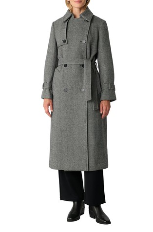 Dugi kaput s uzorkom riblje kosti