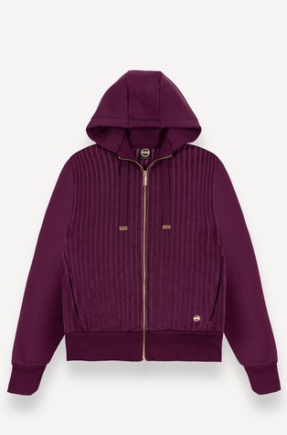 Pulover s kapuljačom i pletenim srednjim dijelom