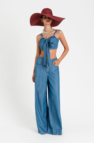 Denim palazzo trousers