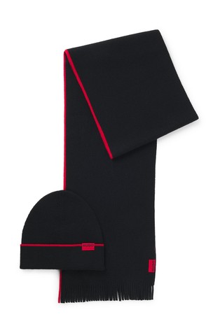 Logo komplet pletene kape i šala od mješavine vune