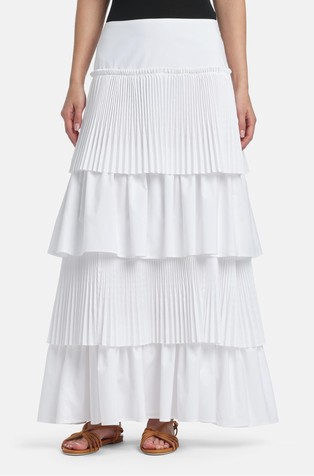 Tiered pleated maxi skirt