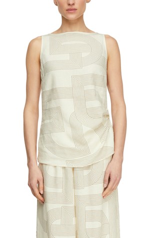 Bluza bez rukava od mješavine lana s nabranim detaljem