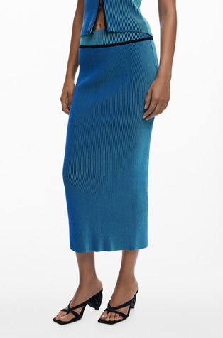 Midi pencil suknja s prugastim uzorkom