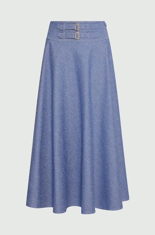 Rastezljiva žakard suknja s visokim strukom