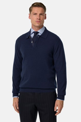 Pleten pulover od kašmira s polo ovratnikom