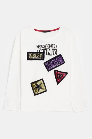 Majica s printom i šljokicama