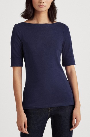 Stretch cotton short sleeved top