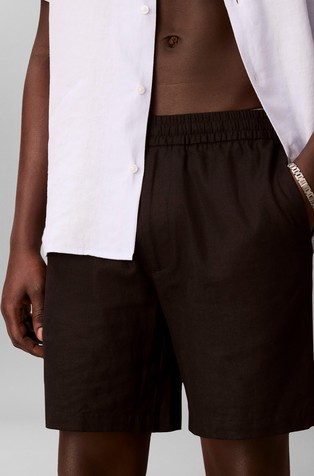 Linen Blend Drawstring Shorts