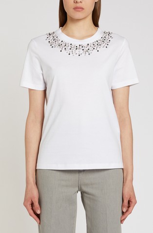 Bejewelled-detail cotton T-shirt