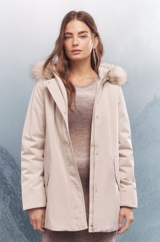 Water-repellent faux fur parka