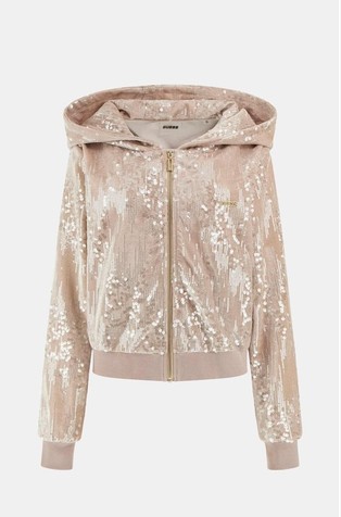 Pulover s kapuljačom i šljokicama