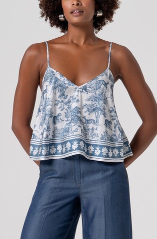 Top s uskim naramenicama i kontrastnim uzorkom