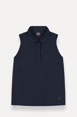 Sleeveless cotton-piqué polo shirt