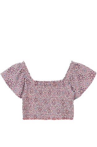 Off-shoulder top with pattern