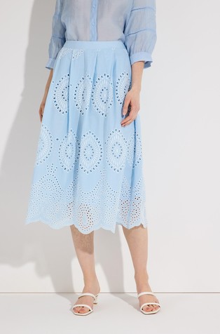 Midi skirt with eyelet embroidery