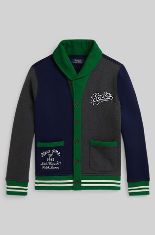 Pulover s raznobojnim blokovima i logo detaljima