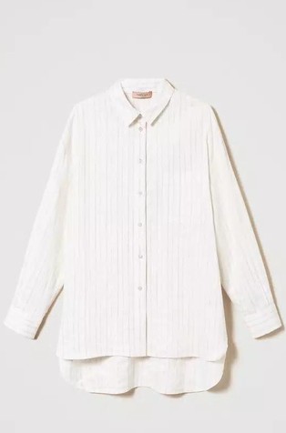 Košulja od mješavine lana s prugastim lurex uzorkom