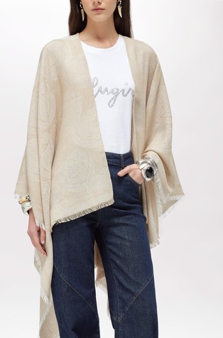 Pončo sa žakard cvjetnim uzorkom