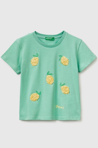 T-shirt with print and applique