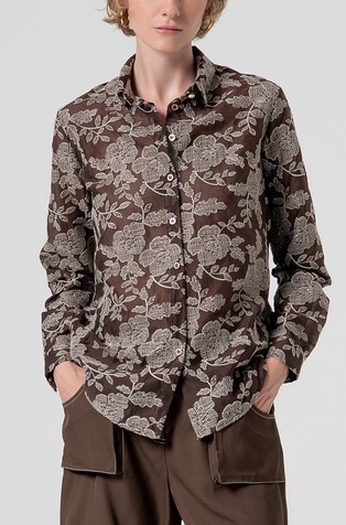 Shirt regular fit made in flowery embroidered fabric