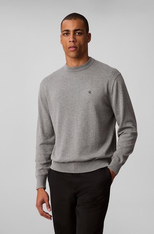 Relaxed fit pleten pamučni pulover s monogramom