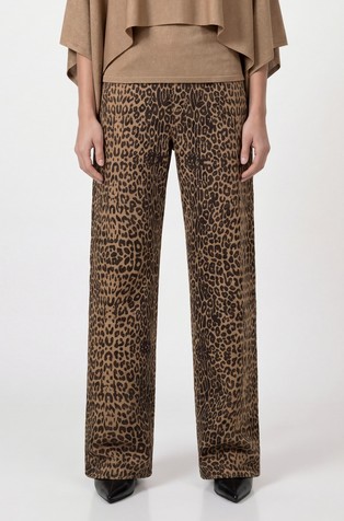 Wide fit trousers with leopard print